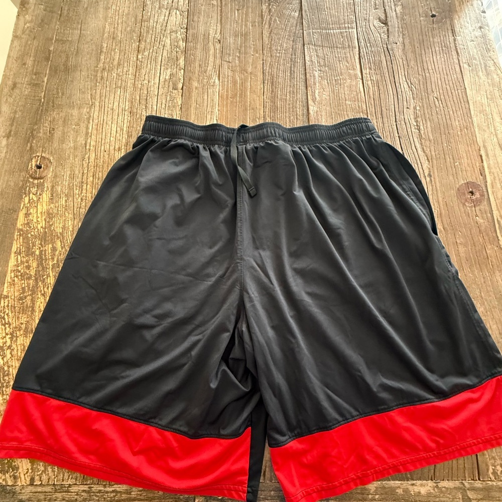 Under Armour Men's Black Shorts with Red and Blue Accents - Picture 2 of 3